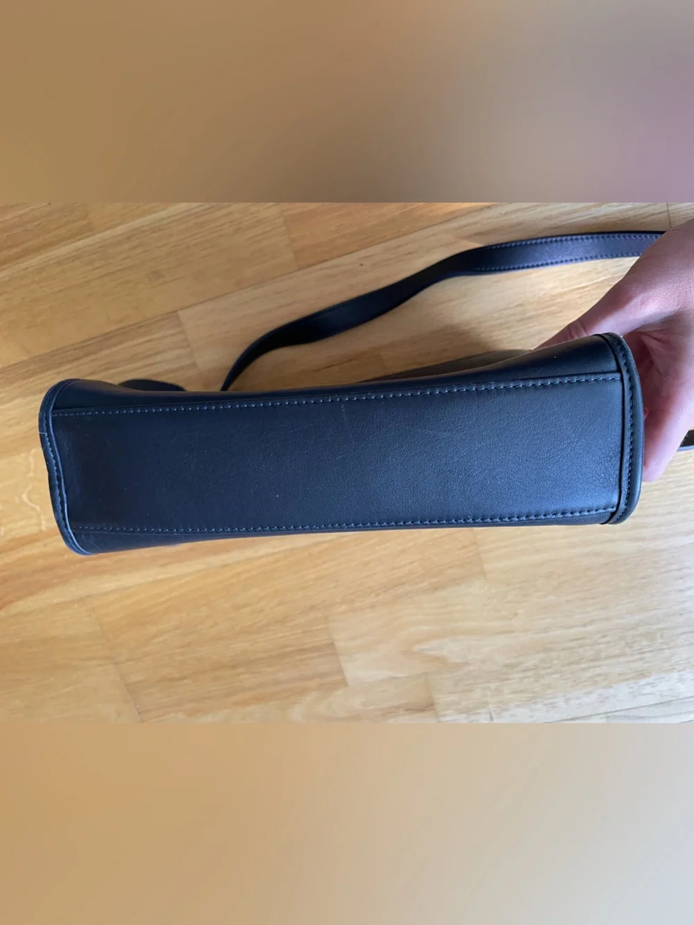 Coach Black Leather Turnlock Shoulder Bag with Gold Hardware